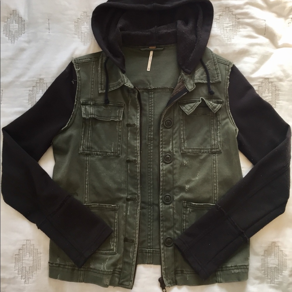 Hooded army vest jacket hoodie